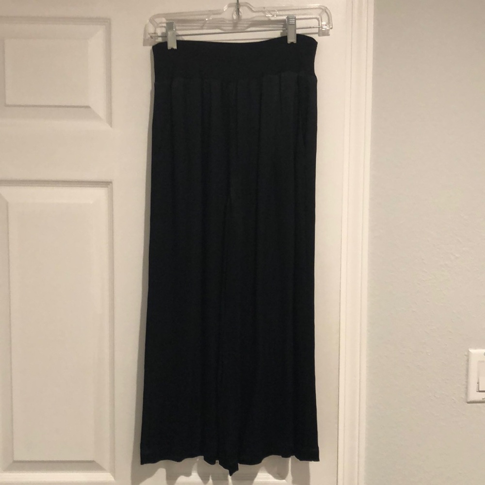 Silky Black Crop Palazzo Pants